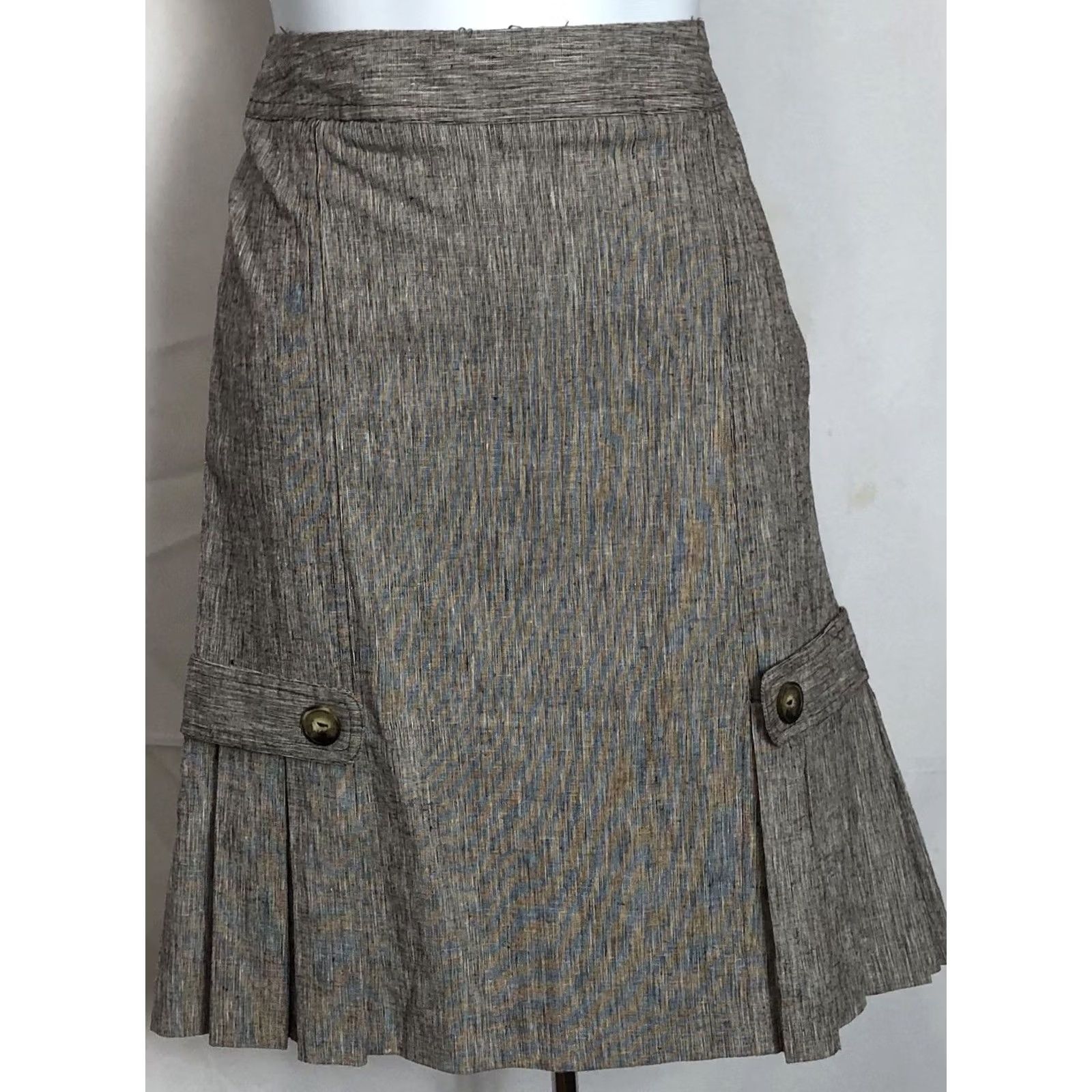 Vintage Vintage BCX 2pc Skirt Suit S Brown Knee Length V Neck Lined Pleat Hem Back Slit Size 28" / US 6 / IT 42 - 3 Thumbnail