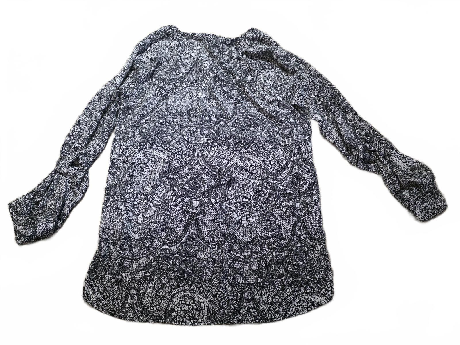 Other Simply Vera Vera Wang Black White Patterned Long Sleeve Top Size S / US 4 / IT 40 - 3 Thumbnail