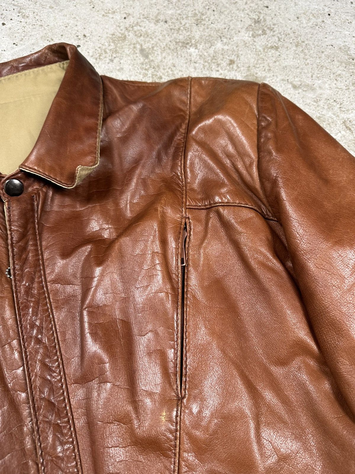 Vintage Vintage 90s Brown Leather Reversible Rare Bomber Jacket Size US L / EU 52-54 / 3 - 10 Thumbnail
