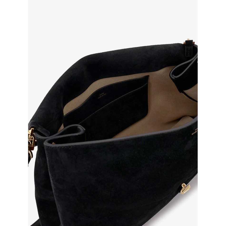 Toteme TOTEME T-Lock Black Suede Shoulder Bag New Size ONE SIZE - 4 Thumbnail