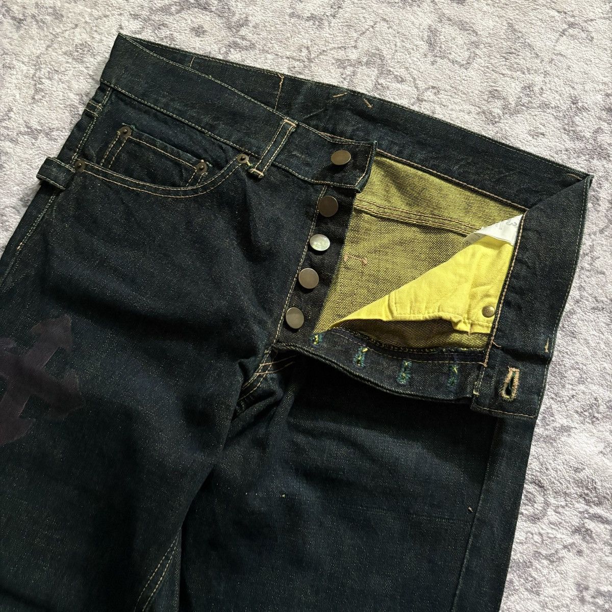 Beauty Beast Beauty:Beast Cross Arrow Print Denim Jeans Dark Green | 3 Size US 32 / EU 48 - 6 Thumbnail