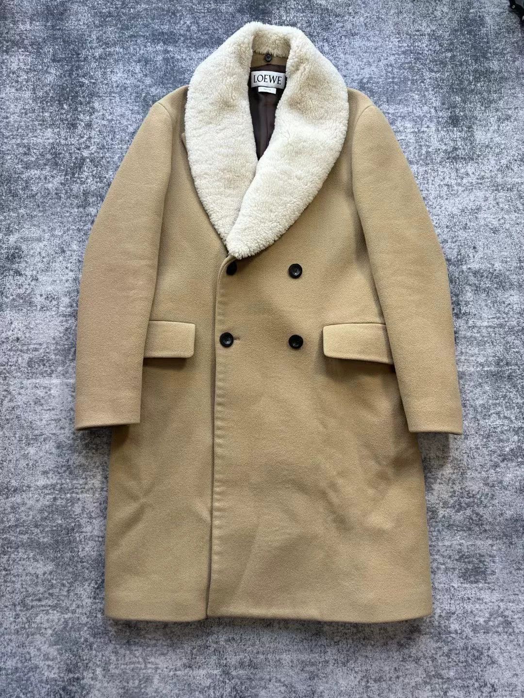 Loewe Loewe Khaki Fur Collar Wool Cashmere Coat Size US S / EU 44-46 / 1 - 1 Thumbnail