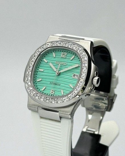 Japanese Brand Seiko Mod Nautilus Tiffany Blue Dial White Steel Watch 41mm Size ONE SIZE - 2 Thumbnail