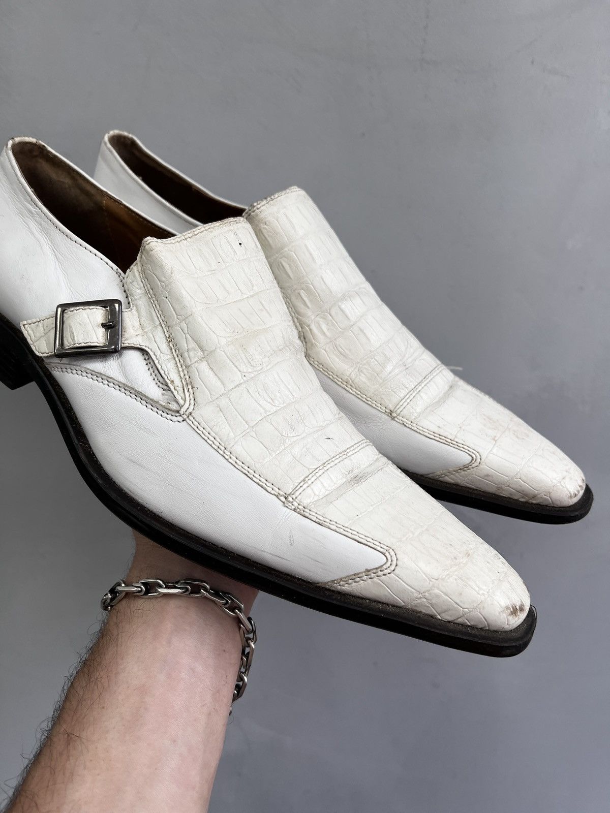 Vintage VINTAGE WESTERN crocodile LEATHER HIGH MOTO BOOTS 99s Size US 12 / EU 45 - 5 Thumbnail