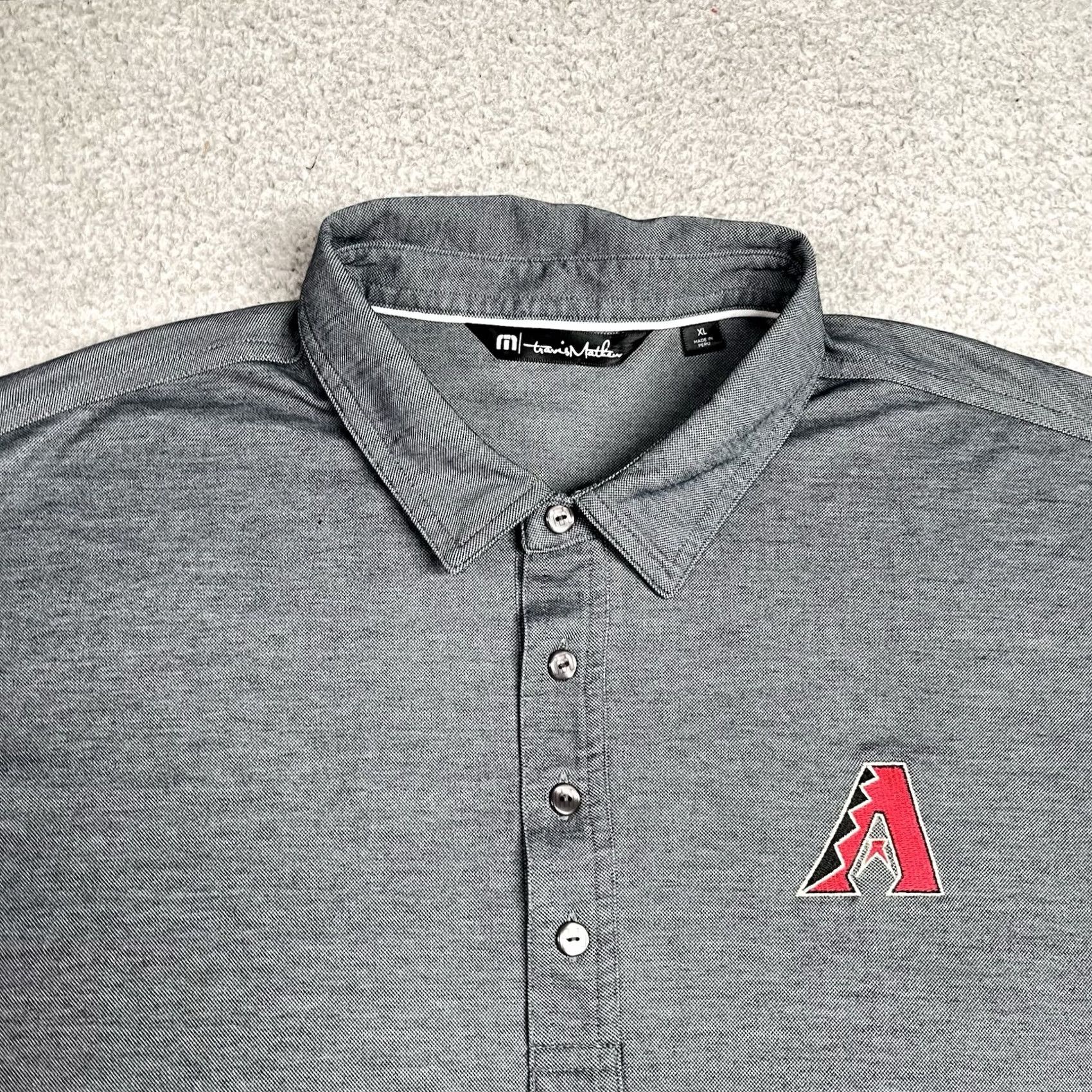 TravisMathew Travis Mathew Polo Shirt Mens XL Gray Arizona Diamondbacks Golf Short Sleeve Collared Button Embroidered Logo - MLB Logo, All Seasons, Stretch Shirt Size US XL / EU 56 / 4 - 2 Thumbnail