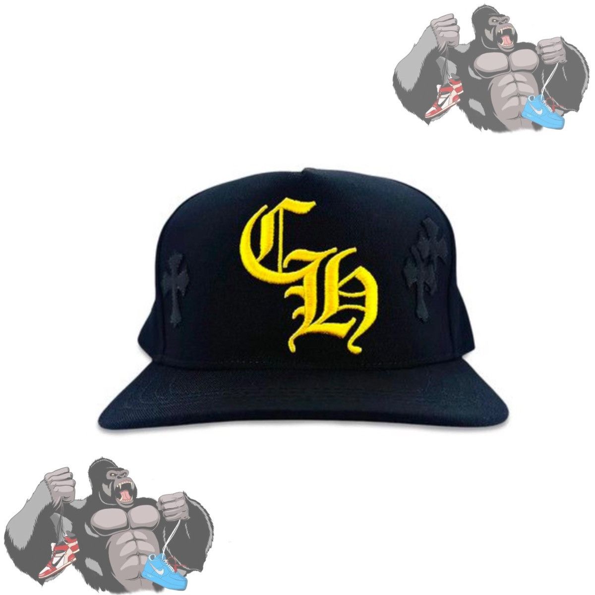 Chrome Hearts Chrome Hearts Cross Patch Hat Black Gold Size ONE SIZE - 1 Thumbnail
