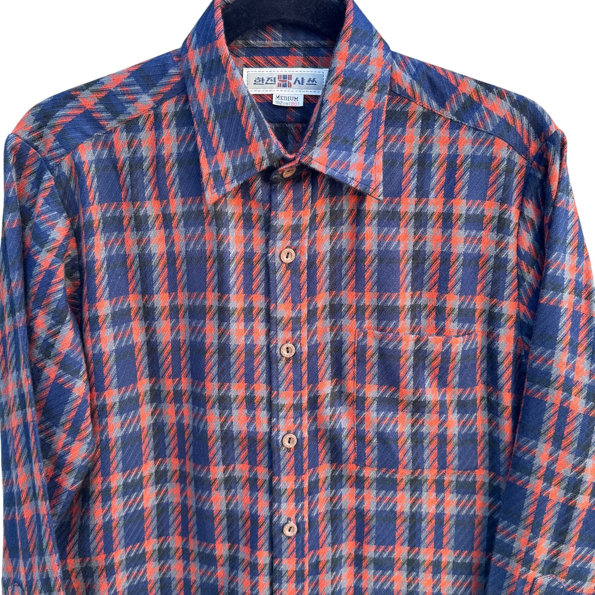 Other Hanjin Vintage Korean Plaid Button-Up Shirt Red Blue Long Sl Size US M / EU 48-50 / 2 - 3 Thumbnail