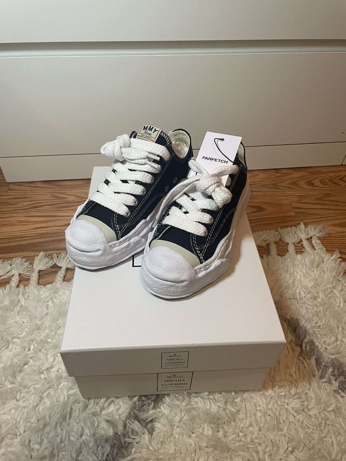 image of Maison Mihara Yasuhiro Hank Canvas Low Top Shoes in Black, Men's (Size 5)
