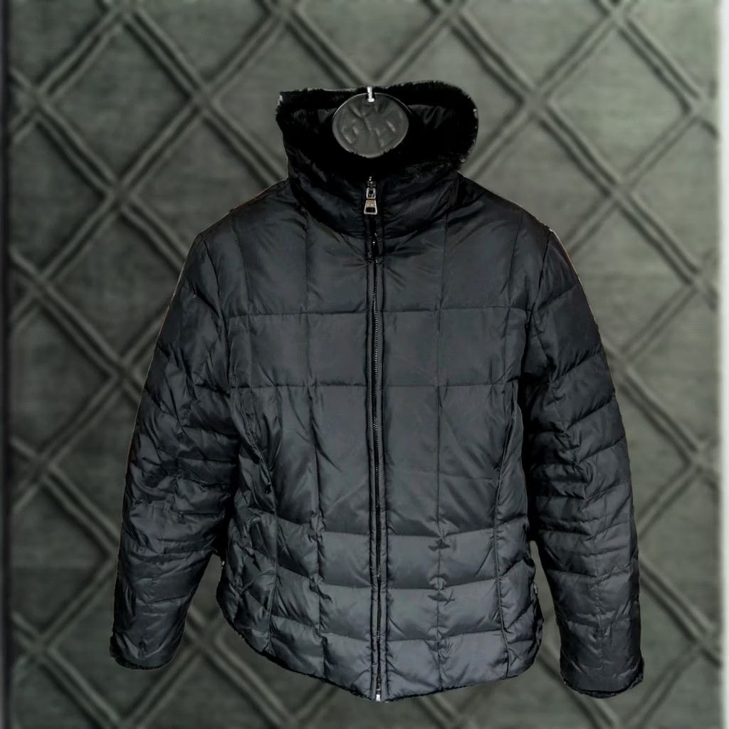Andrew Marc Andrew Marc Reversible Down Puffer Jacket Womens Large Black Quilted Rabbit Fur Size L / US 10 / IT 46 - 1 Thumbnail