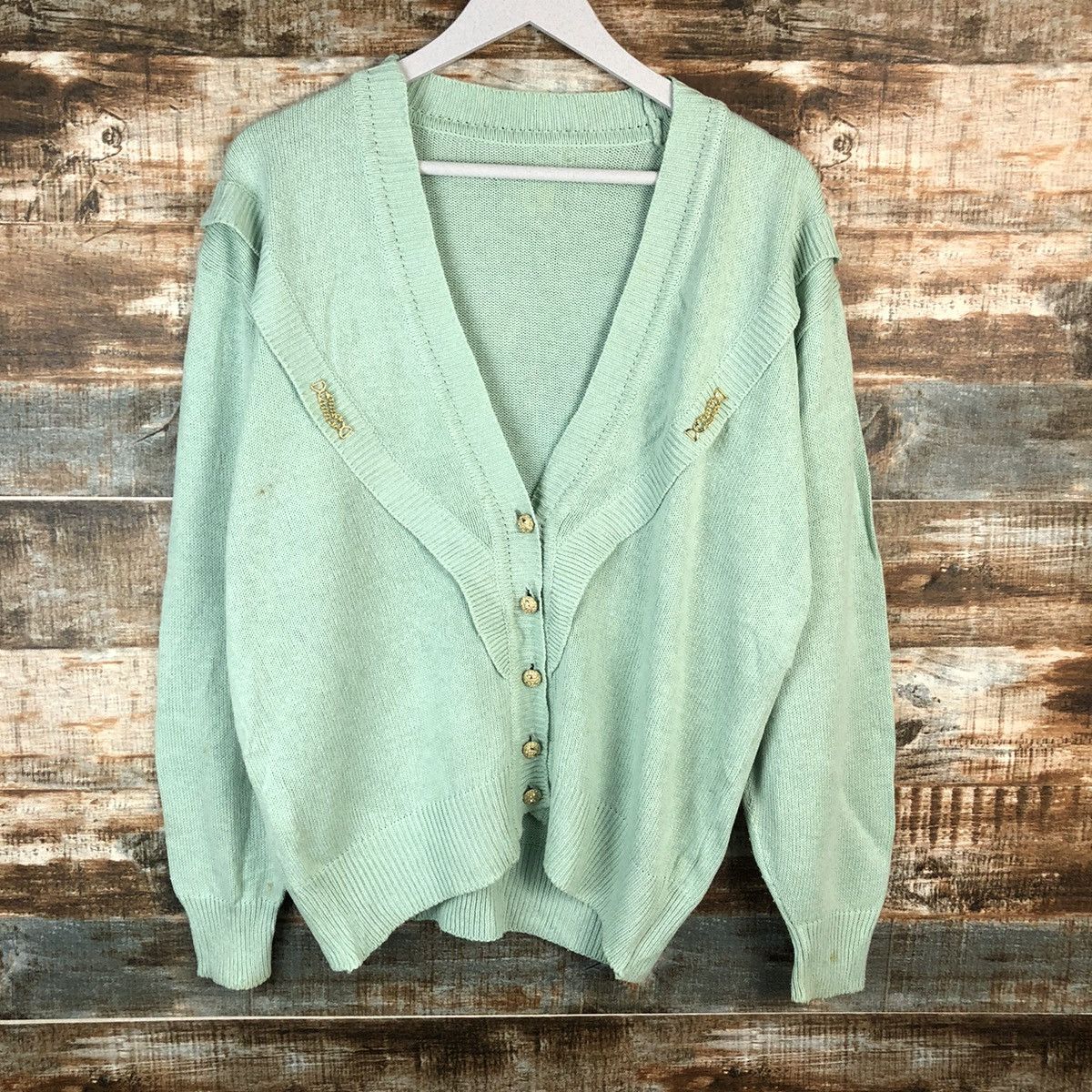Japanese Brand Japanese Brand Green Cardigan Knitwear #A1360 Size XL / US 12-14 / IT 48-50 - 3 Thumbnail