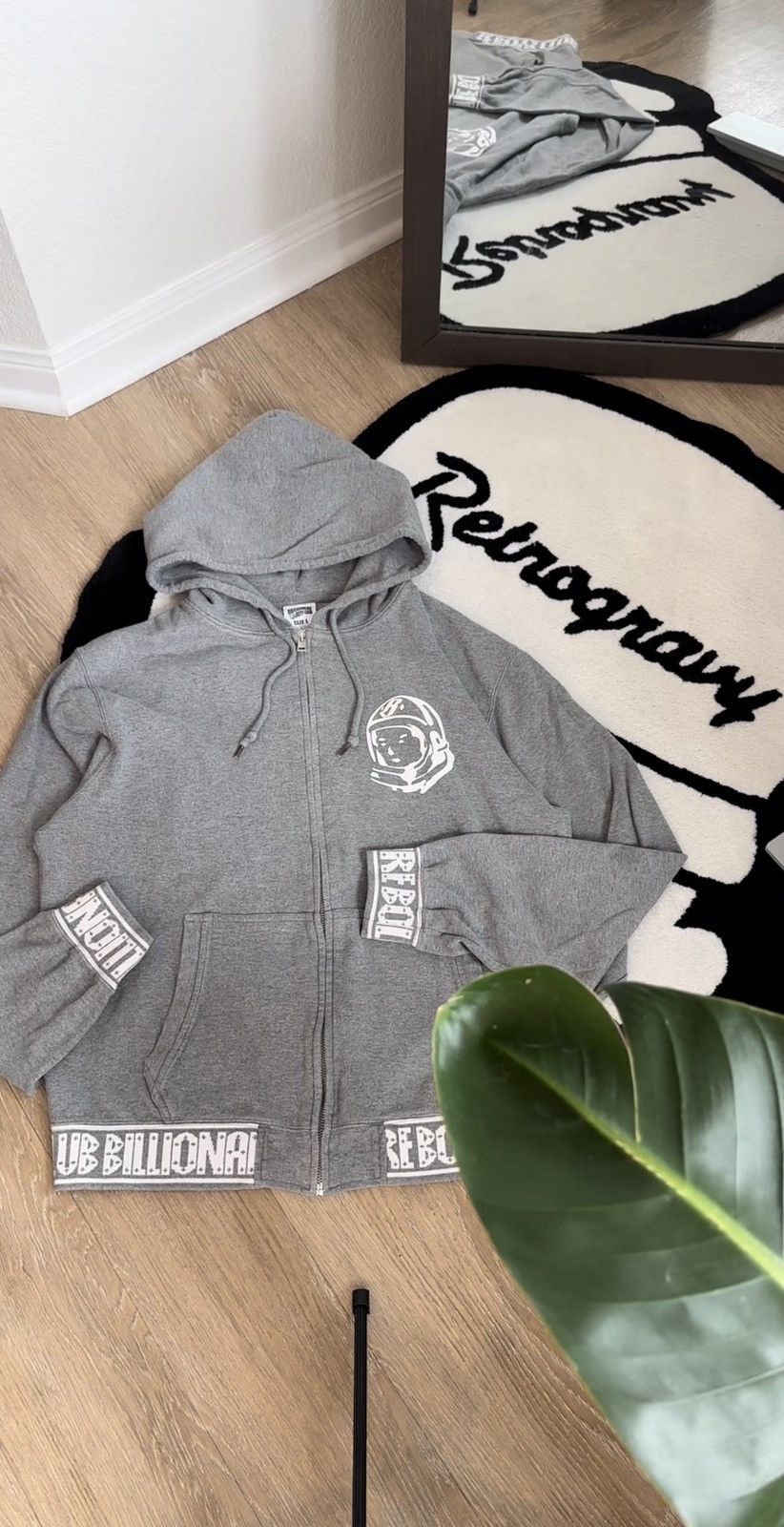 image of Crazy Y2K Billionaire Boys Club Full Zip Hoodie in Dark Heather Gray, Men's (Size Large)