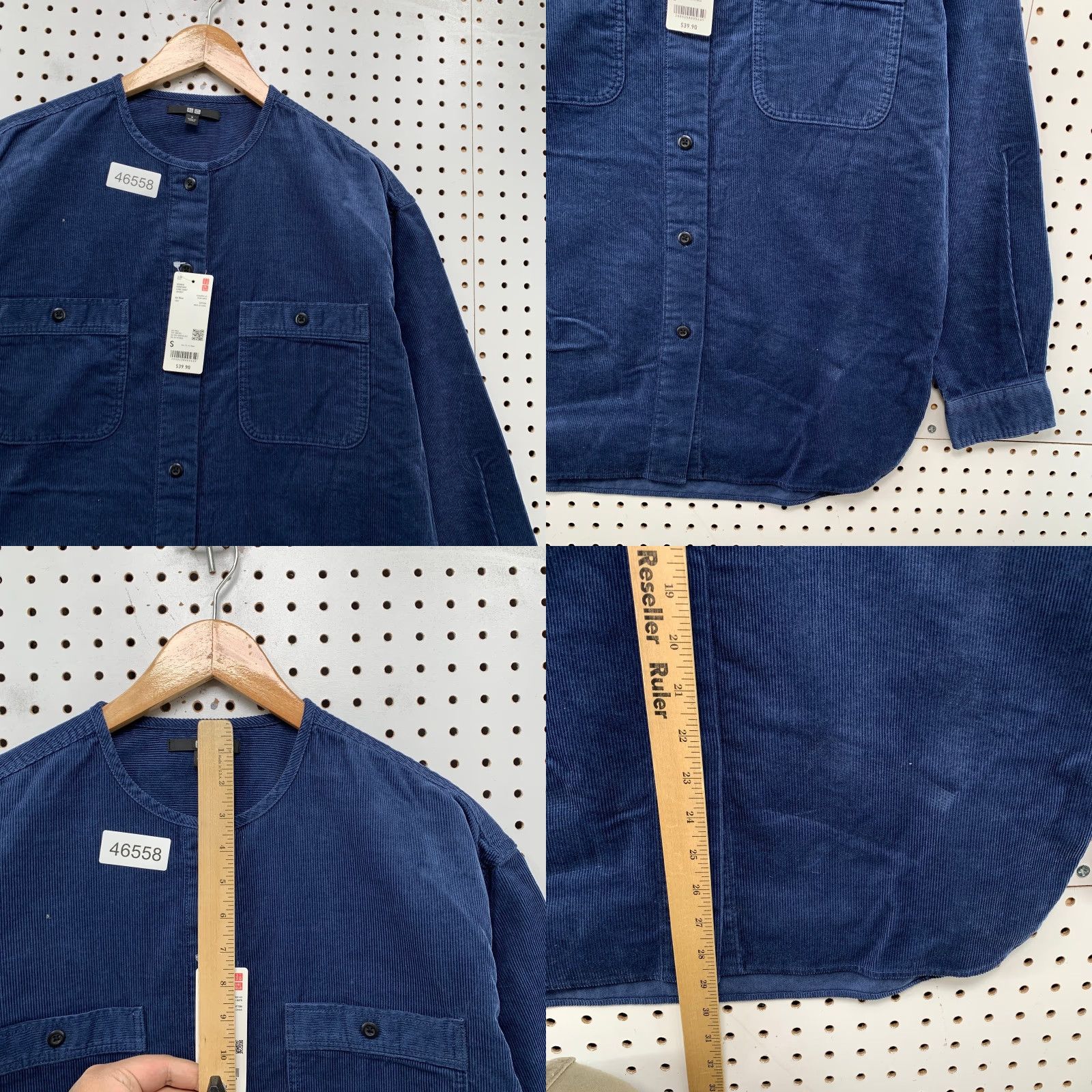 Uniqlo VINTAGE Uniqlo Corduroy Shirt Jacket Womens Small Blue Collarless Pocket NWT Size L / US 10 / IT 46 - 8 Thumbnail
