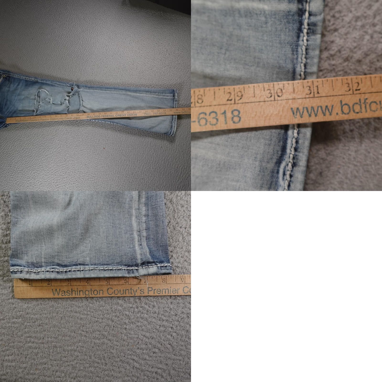 Vintage VINTAGE Rock Revival Jeans Bootscut 29x31 Womens Blue Distressed Rhinestone Embroidered Sequin Studded Denim Size 29" - 11 Thumbnail
