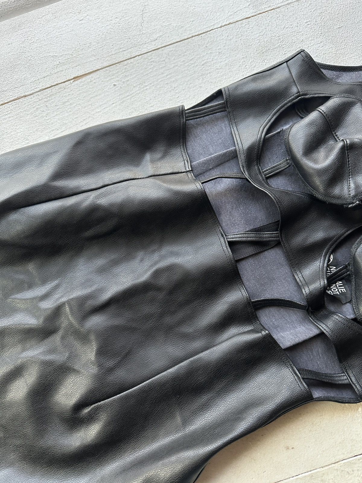 Other 18+🚨 WOMEN SEXY BDSM MINI DRESS TITS HOLE BLACK PU-LEATHER Size S / US 4 / IT 40 - 4 Thumbnail