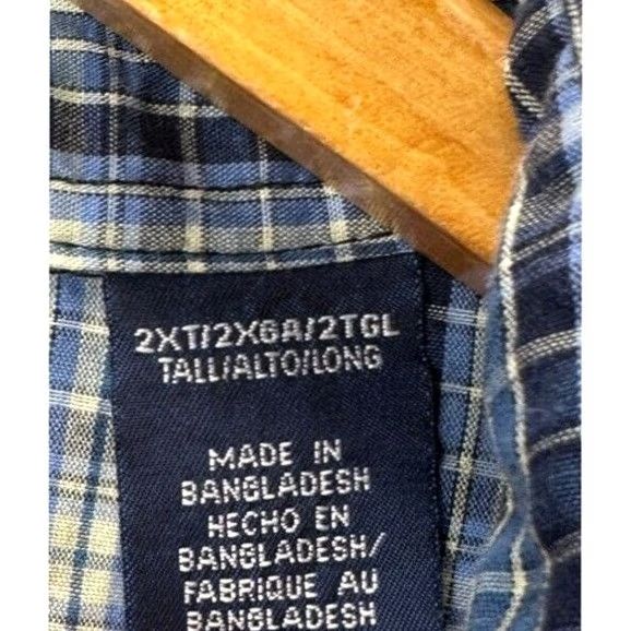 Wrangler VINTAGE Wrangler Western Shirt Mens 2XT Tall Blue Plaid Pearl Snap Button Up Shirt Size US XXL / EU 58 / 5 - 5 Thumbnail