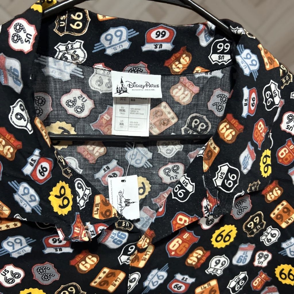 Disney Disney Parks Button-Up Shirt Route 66 Cars All Over Print 2XL XXL NWT Black Men Shirt Short Sleeve Button-Up Rayon Cars Theme NWT Size US XXL / EU 58 / 5 - 1 Thumbnail