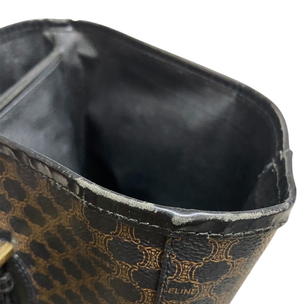 Celine Celine Macadam Blason PVC Leather Tote Bag Black Brown Size ONE SIZE - 6 Thumbnail