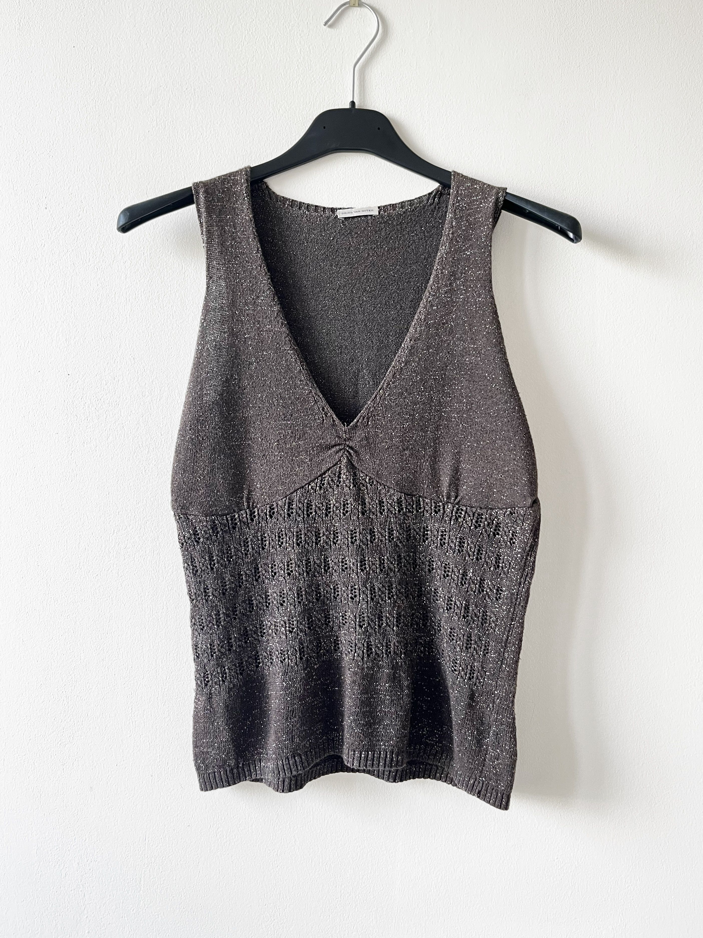 image of Dries Van Noten Knit Tank Top in Brown, Women's (Size Medium)