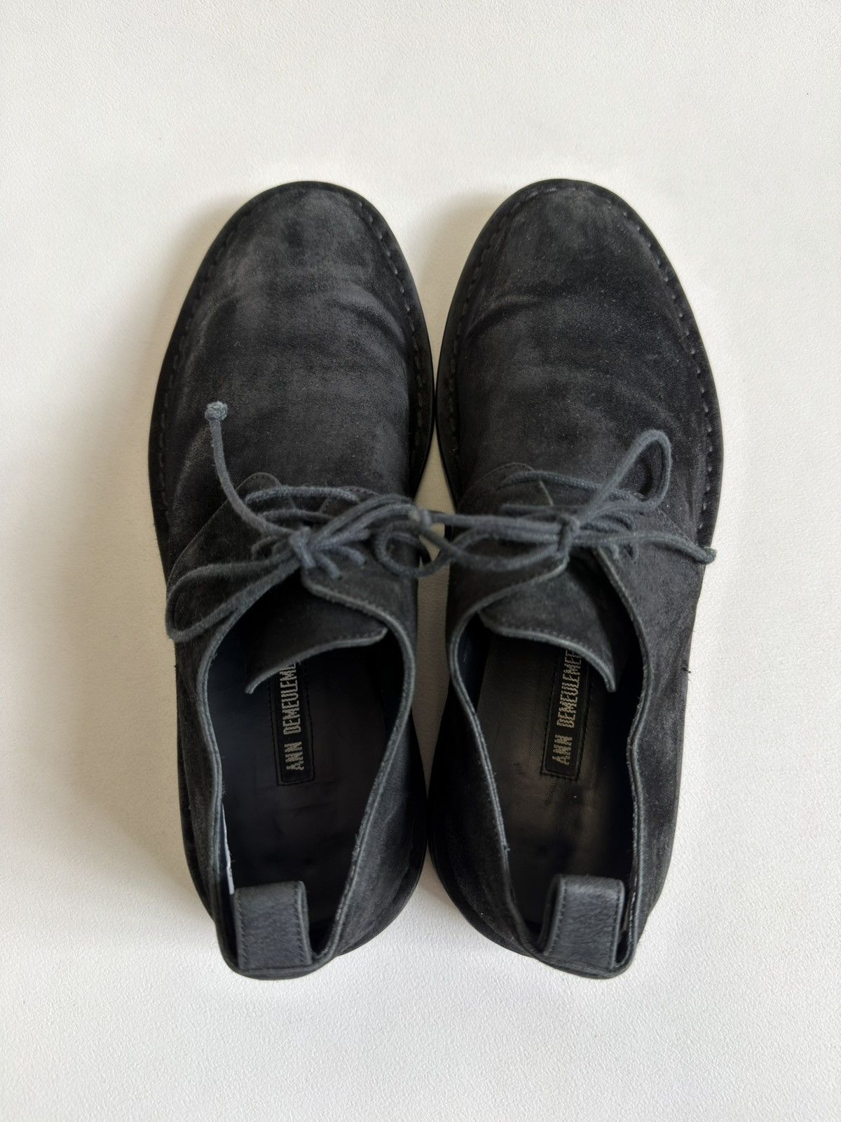 Ann Demeulemeester Sample Black Burnished Suede Lace Up Shoes Size US 9 / EU 42 - 6 Thumbnail