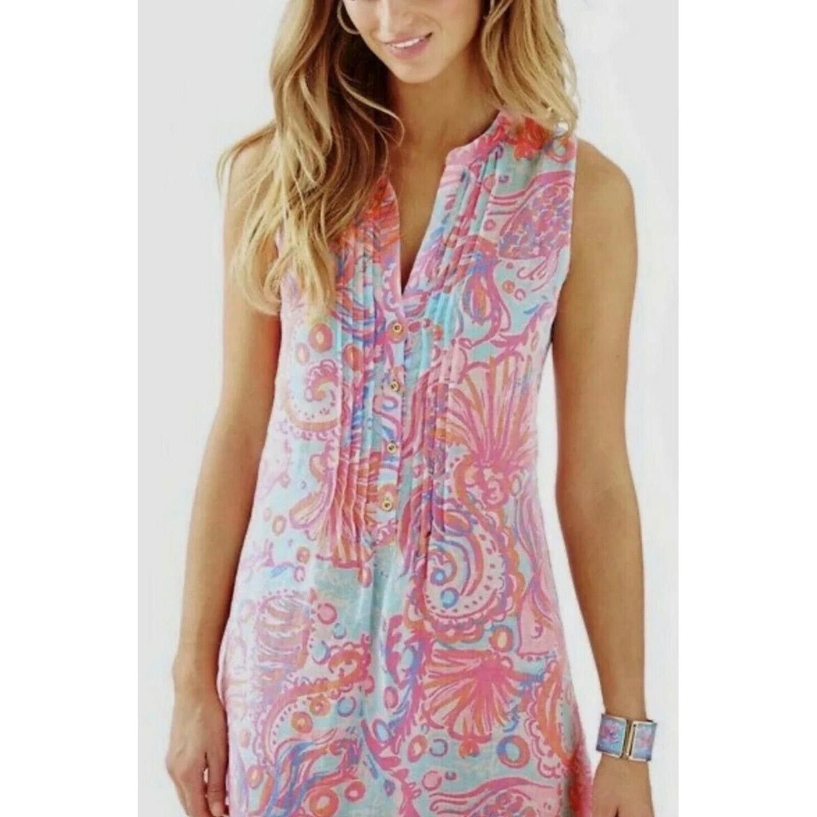 Other Lilly Pulitzer XS Sarasota Pink Linen Sleeveless Shift Dress Size XS / US 0-2 / IT 36-38 - 2 Thumbnail