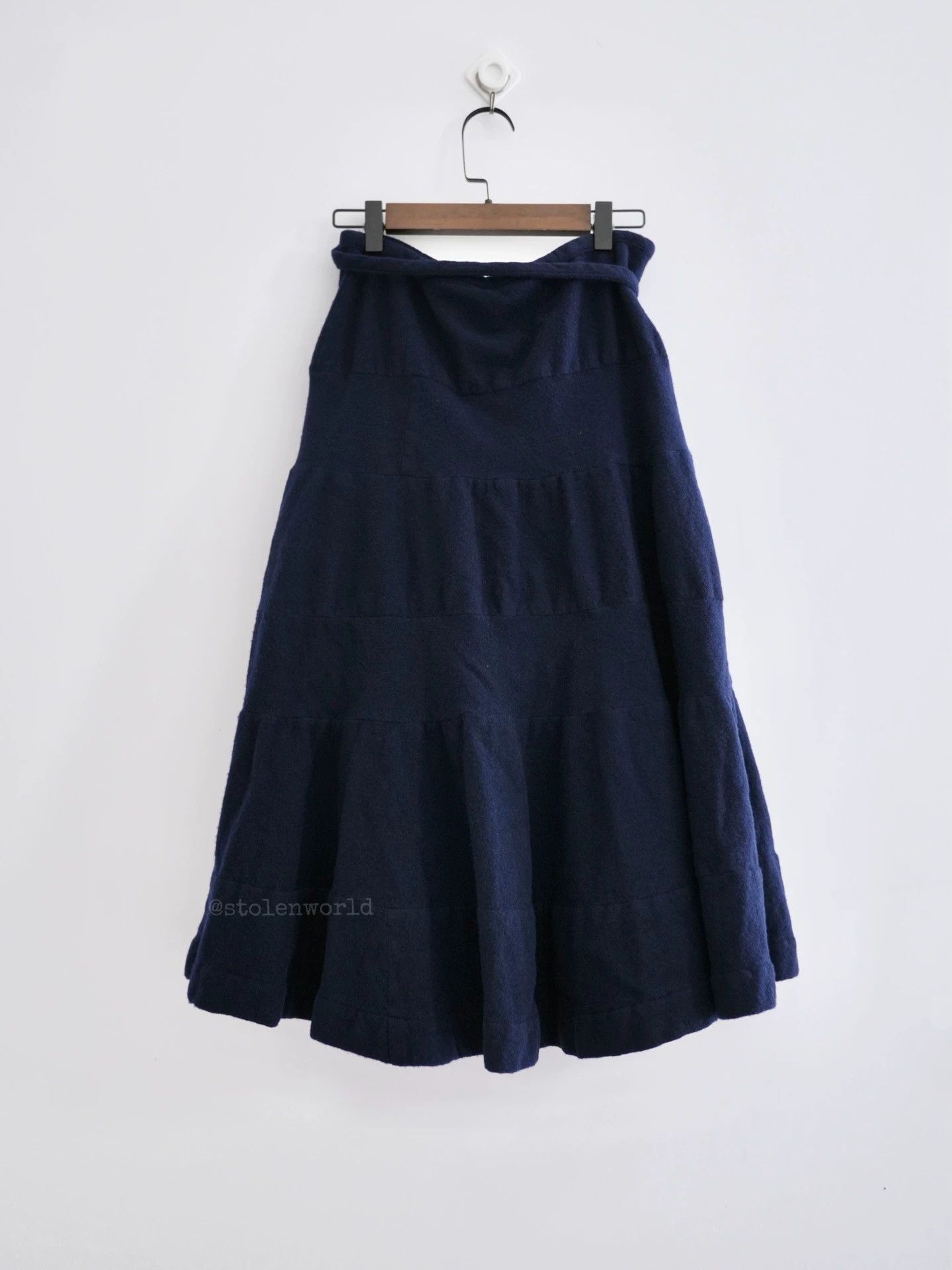 Comme des Garcons Comme des Garçons Navy Wool Self-Tie Layered Skirt M Size 27" / US 4 / IT 40 - 4 Thumbnail