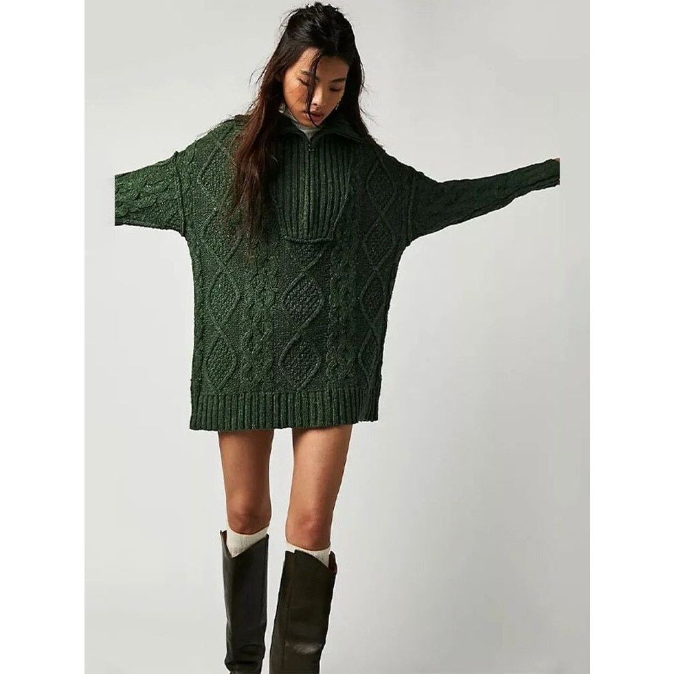 Free People New FREE PEOPLE Driftwood Cable Polo SWEATER $168 SMALL Size S / US 4 / IT 40 - 2 Thumbnail