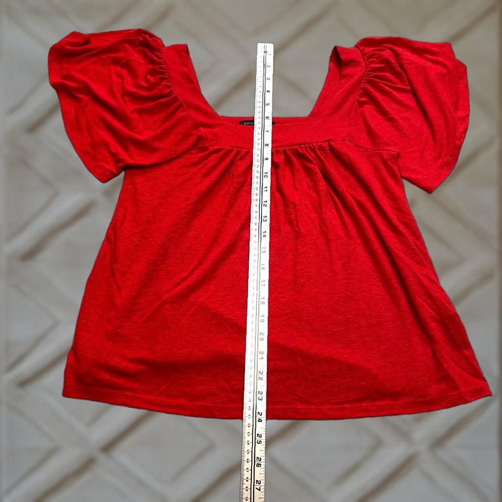 Banana Republic Banana Republic Shirt Womens S True Red Square Neck Linen Short Sleeve OLX Size S / US 4 / IT 40 - 1 Thumbnail
