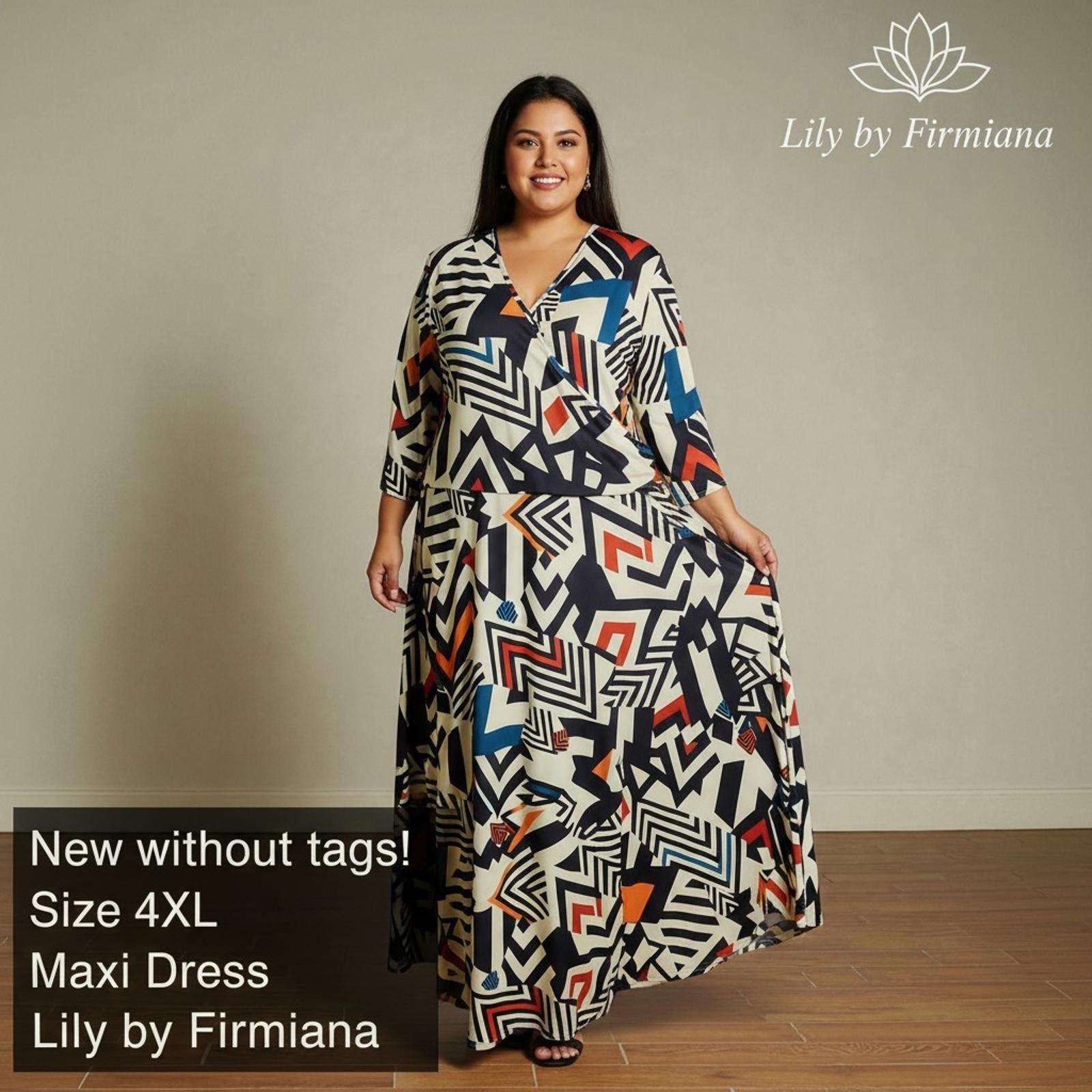 Other Geometric Print Maxi Dress Size 4XL by Lily by Firmiana Size 4XL / US 24-26 - 1 Thumbnail
