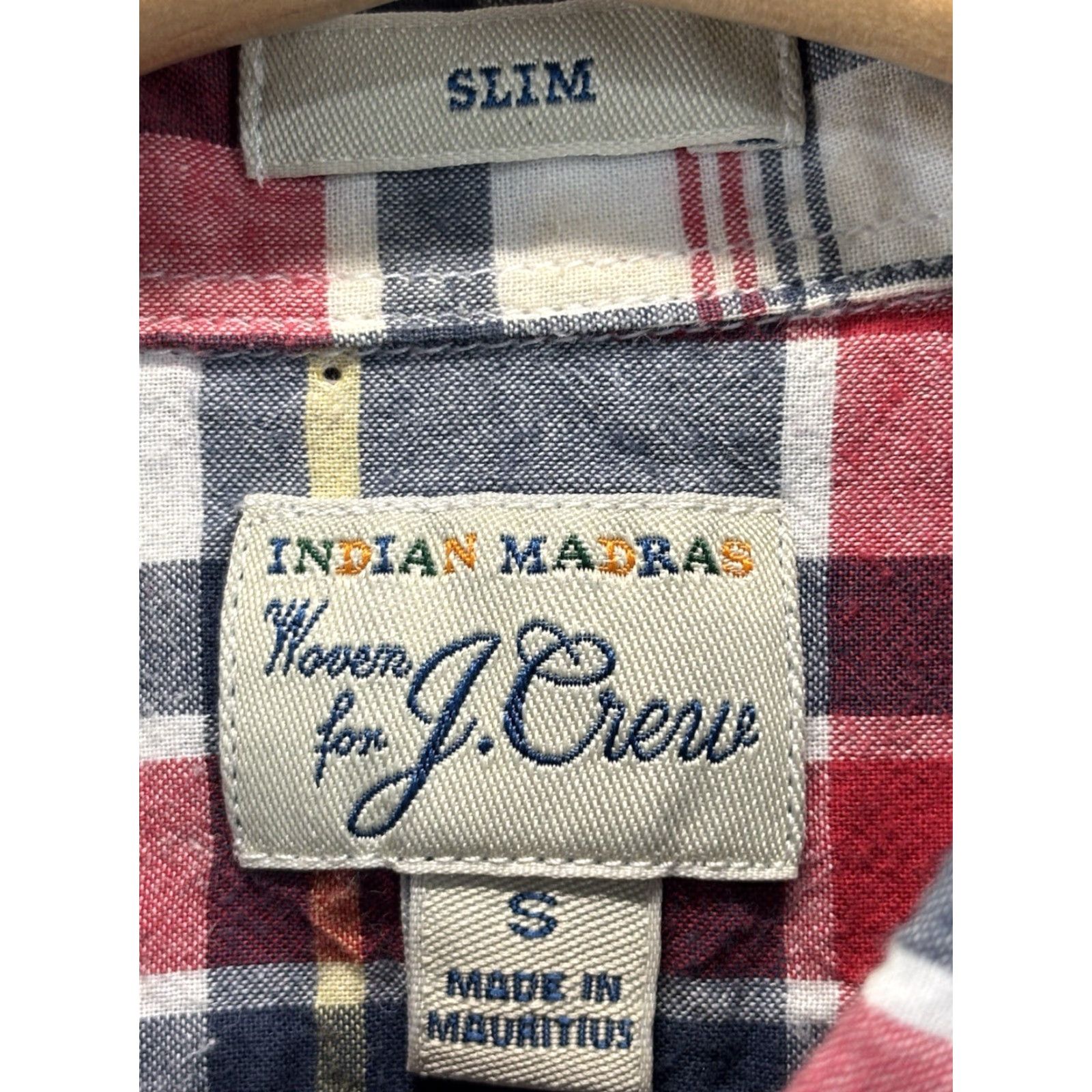 J.Crew J.CREW Lightweight Button-Up Shirt Mens Small Blue Red Madras Plaid Chambray Preppy Regular Fit Size US S / EU 44-46 / 1 - 4 Thumbnail
