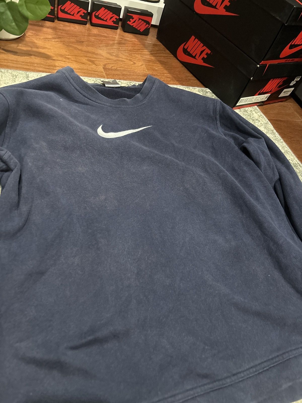 Nike × Vintage Navy nike crewneck Size US M / EU 48-50 / 2 - 3 Thumbnail