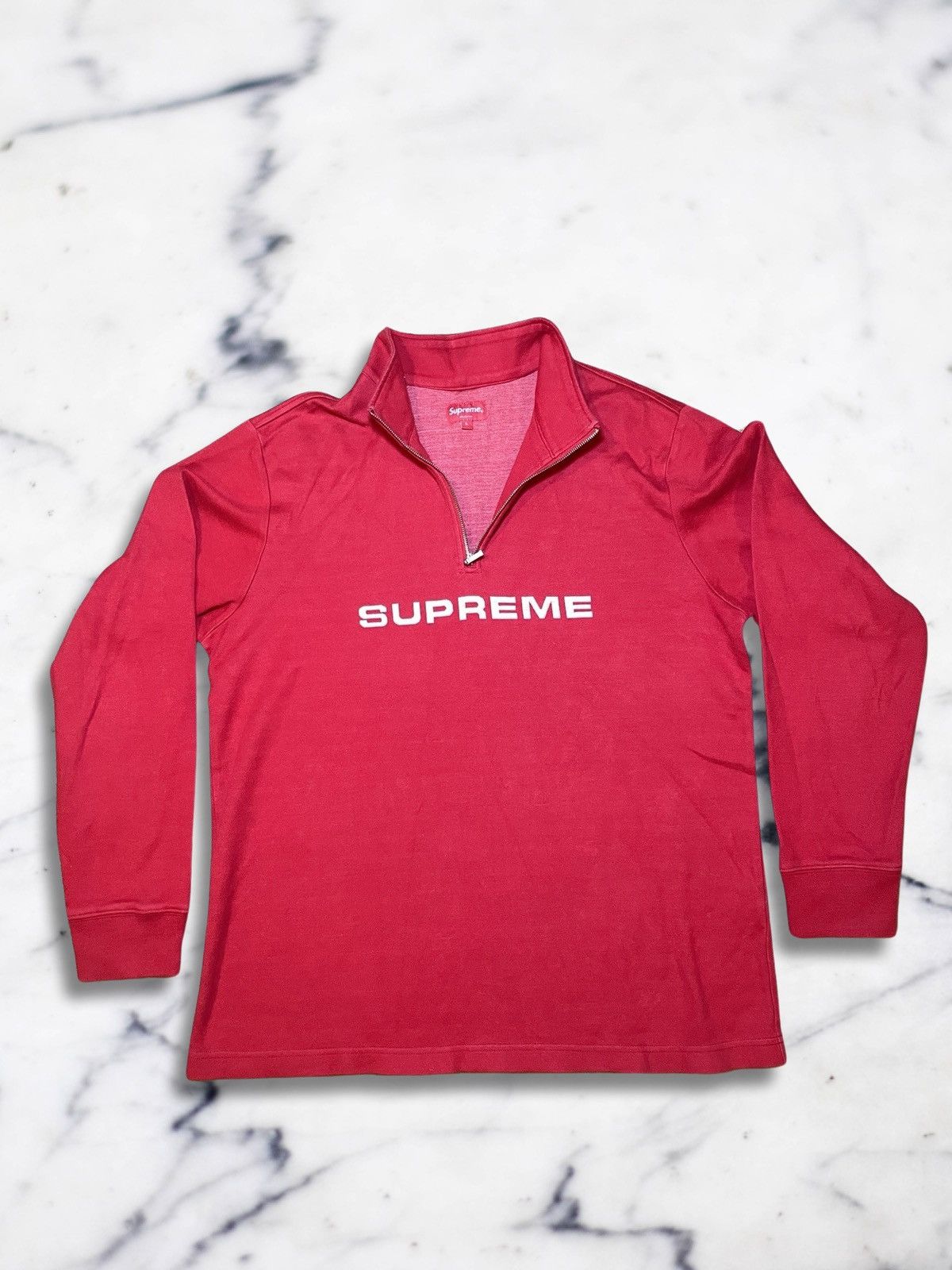 image of Supreme Red Zipper Sweater Size L, Men's
