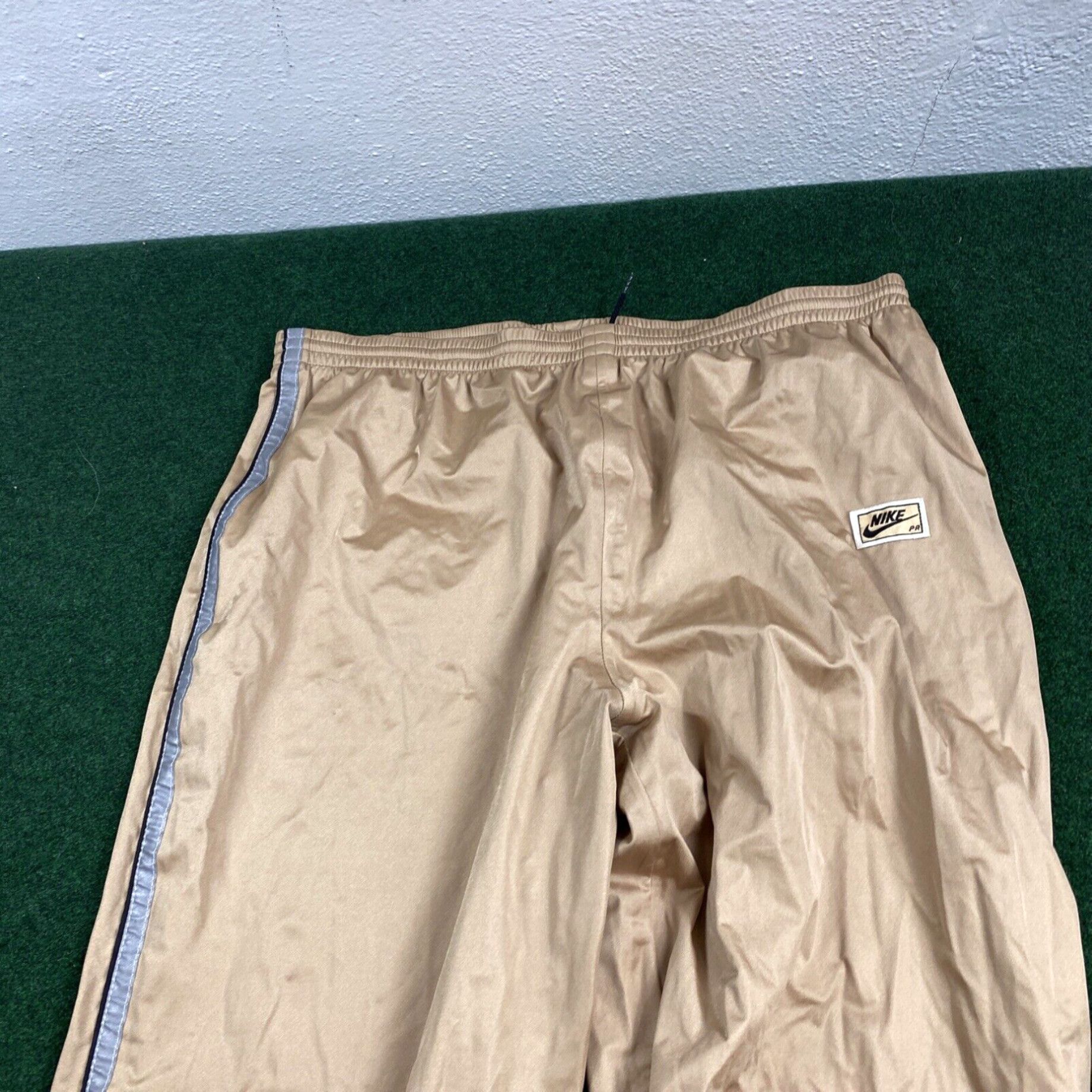 Nike 90s 80s Vintage Mens NIKE PR Tracksuit Jogger Pants Zip Gold Nylon XL Mens Rare Size 46R - 7 Thumbnail