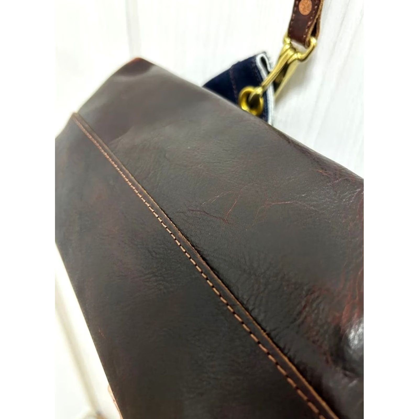 Ralph Lauren RRL Ralph Lauren Shoulder Bag Denim Leather Dark Indigo Logo Medium Unisex Adults Size ONE SIZE - 6 Thumbnail
