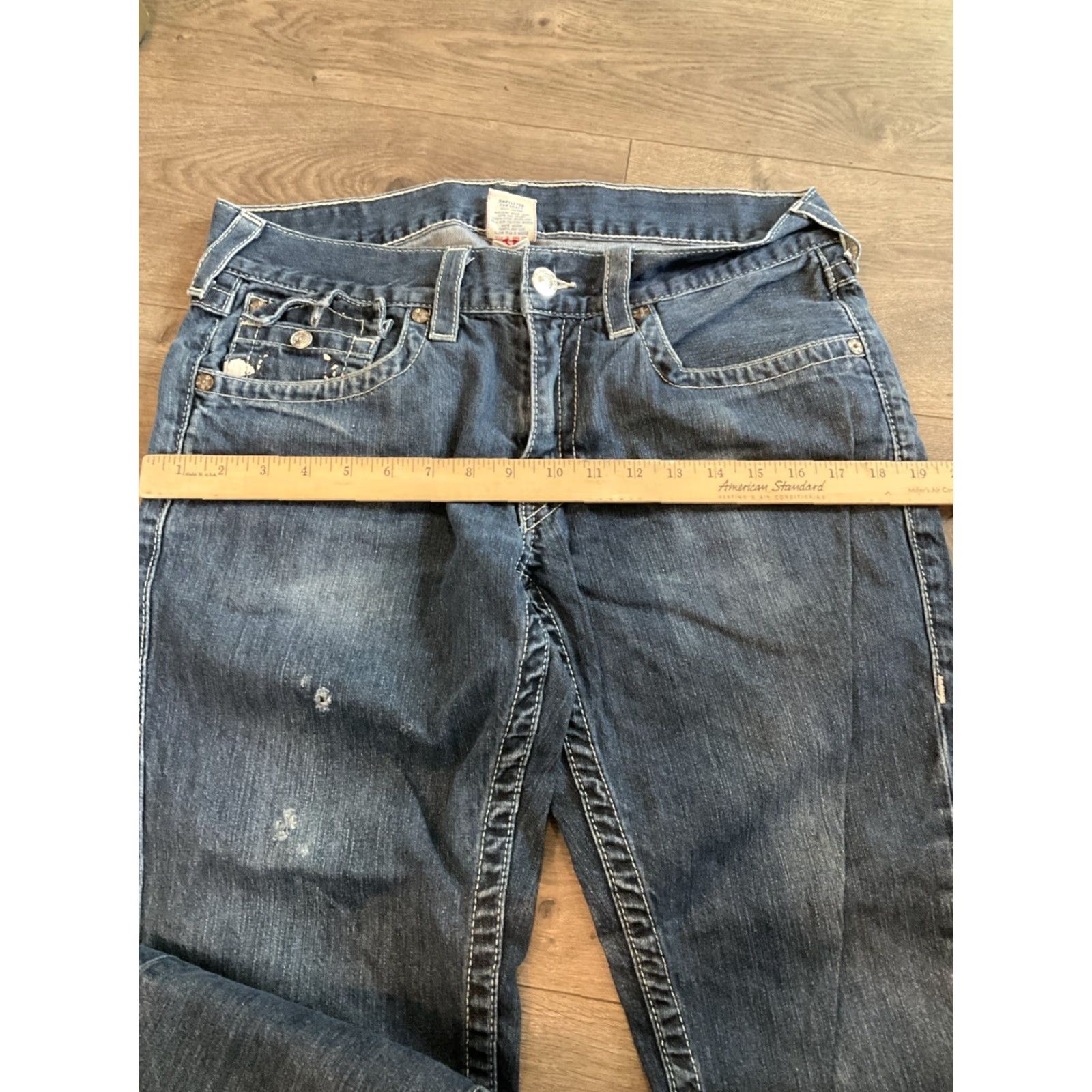 True Religion True Religion Jeans Womens Joey Twisted Flare Mid Rise 5-Pocket Denim USA Size 33 Blue Dark Wash 100% Cotton Logo Embroidered Zipper Button N/A Size 24" / US 00 / IT 34 - 4 Thumbnail