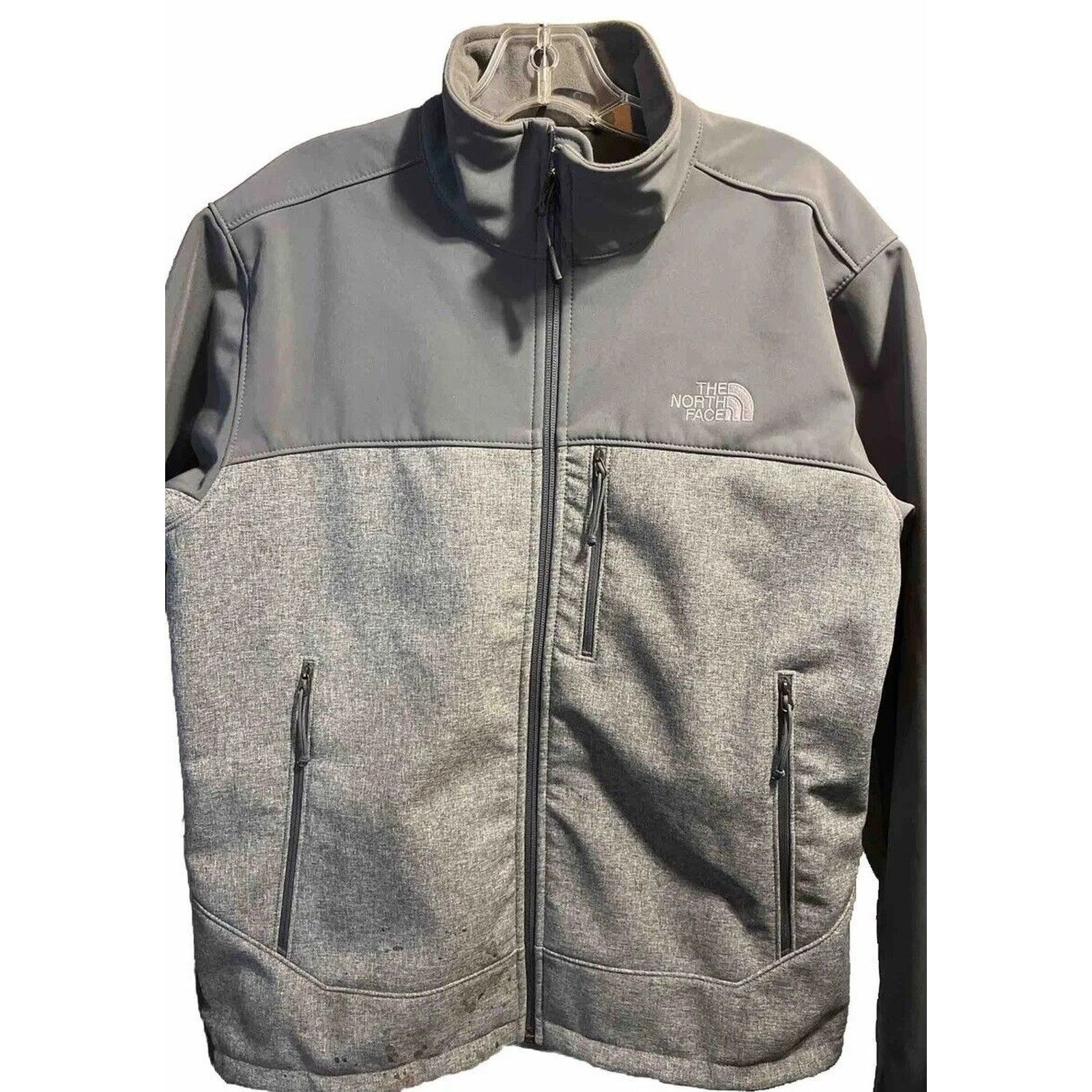 The North Face The North Face mens M Gray LS zip Soft Shell jacket *Stains* Size US M / EU 48-50 / 2 - 1 Thumbnail
