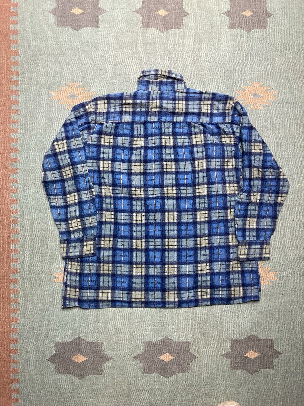 Vintage VTG 90s brushed cotton flannel shirt plaid check blue medium Size US M / EU 48-50 / 2 - 4 Thumbnail