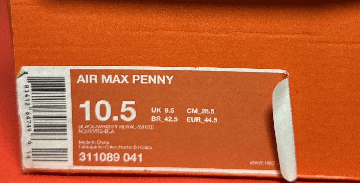 Nike Size 10.5 - Nike Air Max Penny 1 Orlando Size US 10.5 / EU 43-44 - 8 Thumbnail