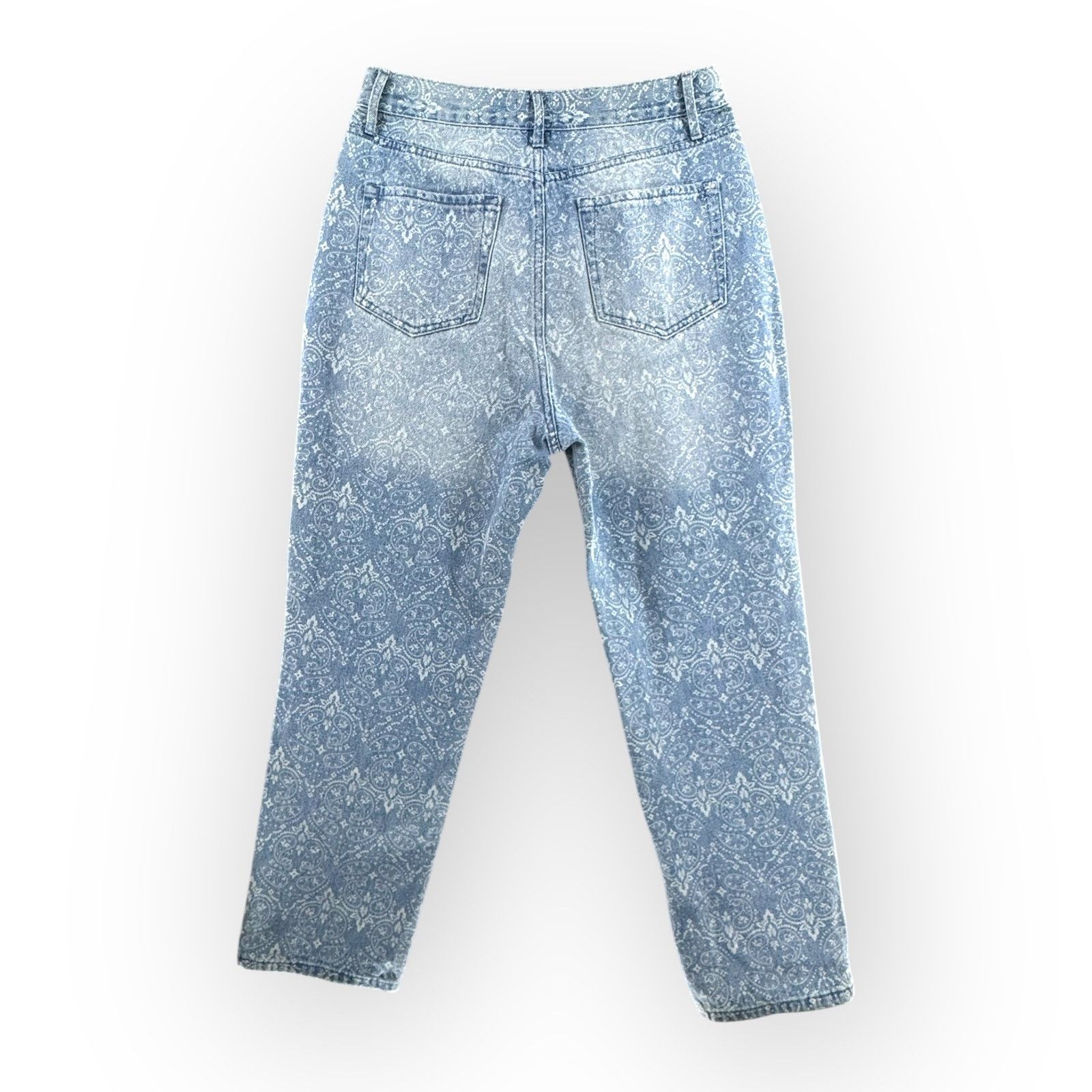 SIMPLE PROJECT Simple Society Y2K Paisley Super Straight Mom Jeans 9/29 Size 29" - 3 Thumbnail