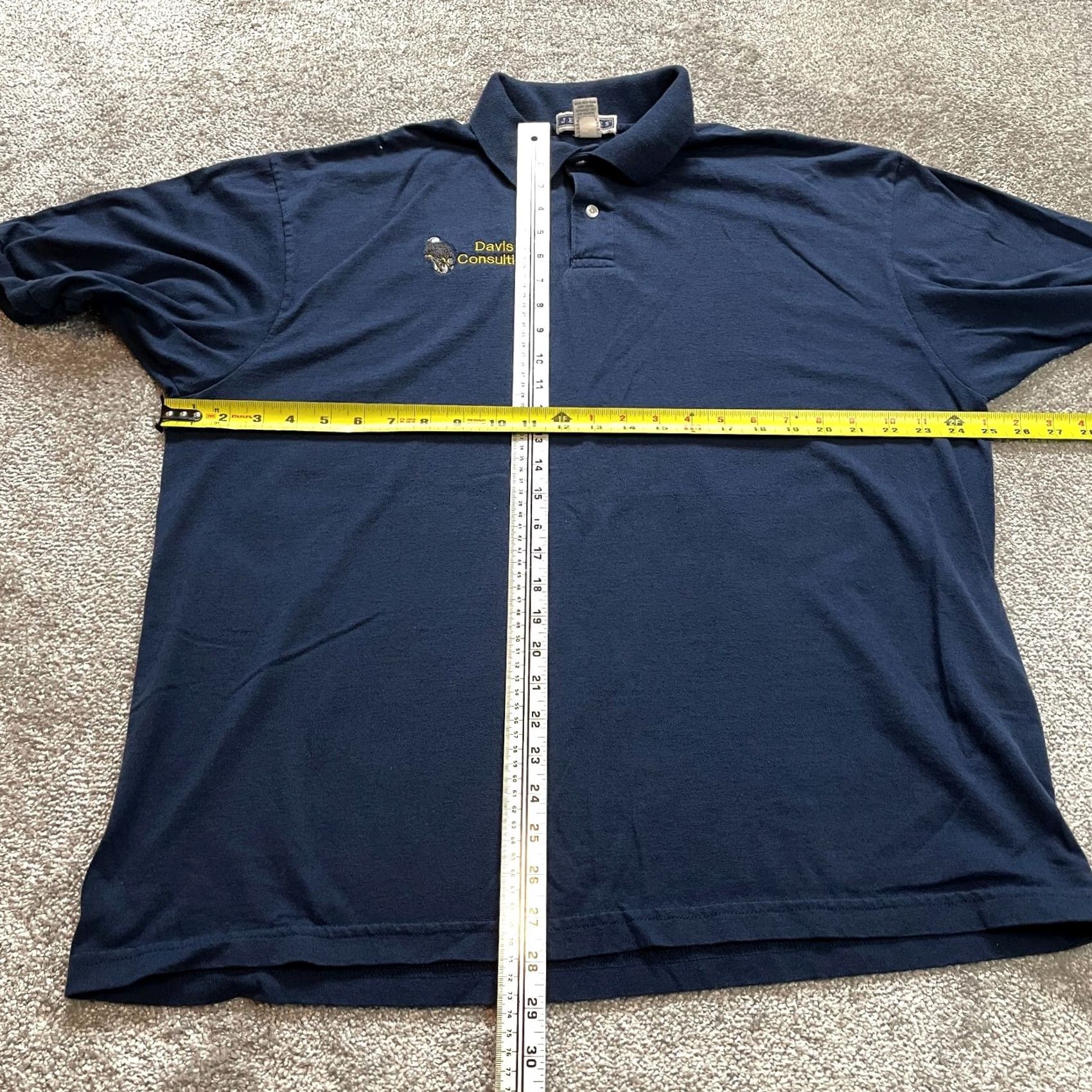 Jerzees VINTAGE Jerzees Polo Shirt Mens XL Blue collared Davis Consulting Logo Golf Rugby Adult Size US XL / EU 56 / 4 - 7 Thumbnail