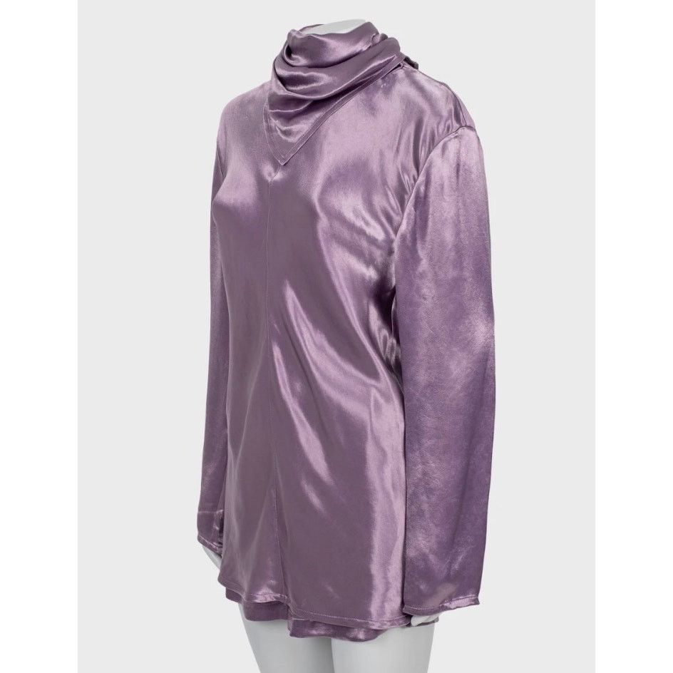 Bottega Veneta Bottega Veneta Purple Cupro Shorts & Blouse Set IT42 Size M / US 6-8 / IT 42-44 - 2 Thumbnail