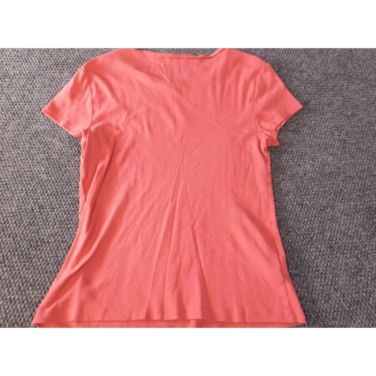Ann Taylor Ann Taylor Womens Blouse XL Pink Crew Neck Pullover Short Sleeve Casual Regular 100% Cotton Ruffle Down Fabric Colorful Basic Top Shirt Size XL / US 12-14 / IT 48-50 - 6 Thumbnail