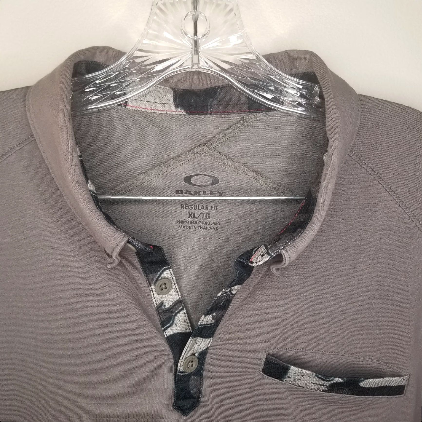 Oakley Oakley Mens Gray Short Sleeve Pocket Regular Fit Polo Size XL Size US XL / EU 56 / 4 - 3 Thumbnail