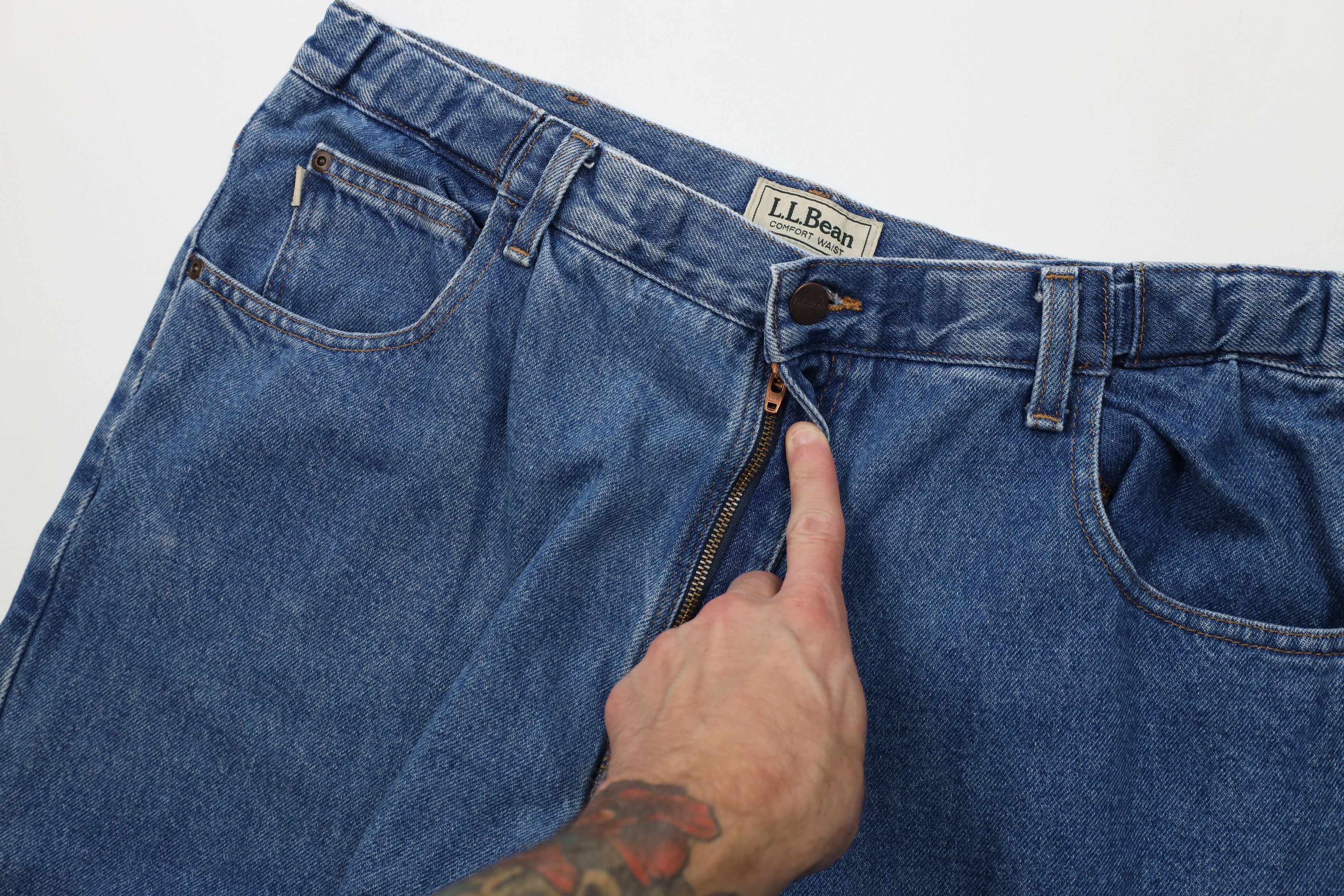 L.L. Bean Vintage LL Bean Waist Wide Leg Denim Jeans Blue Cotton Size US 38 / EU 54 - 8 Thumbnail