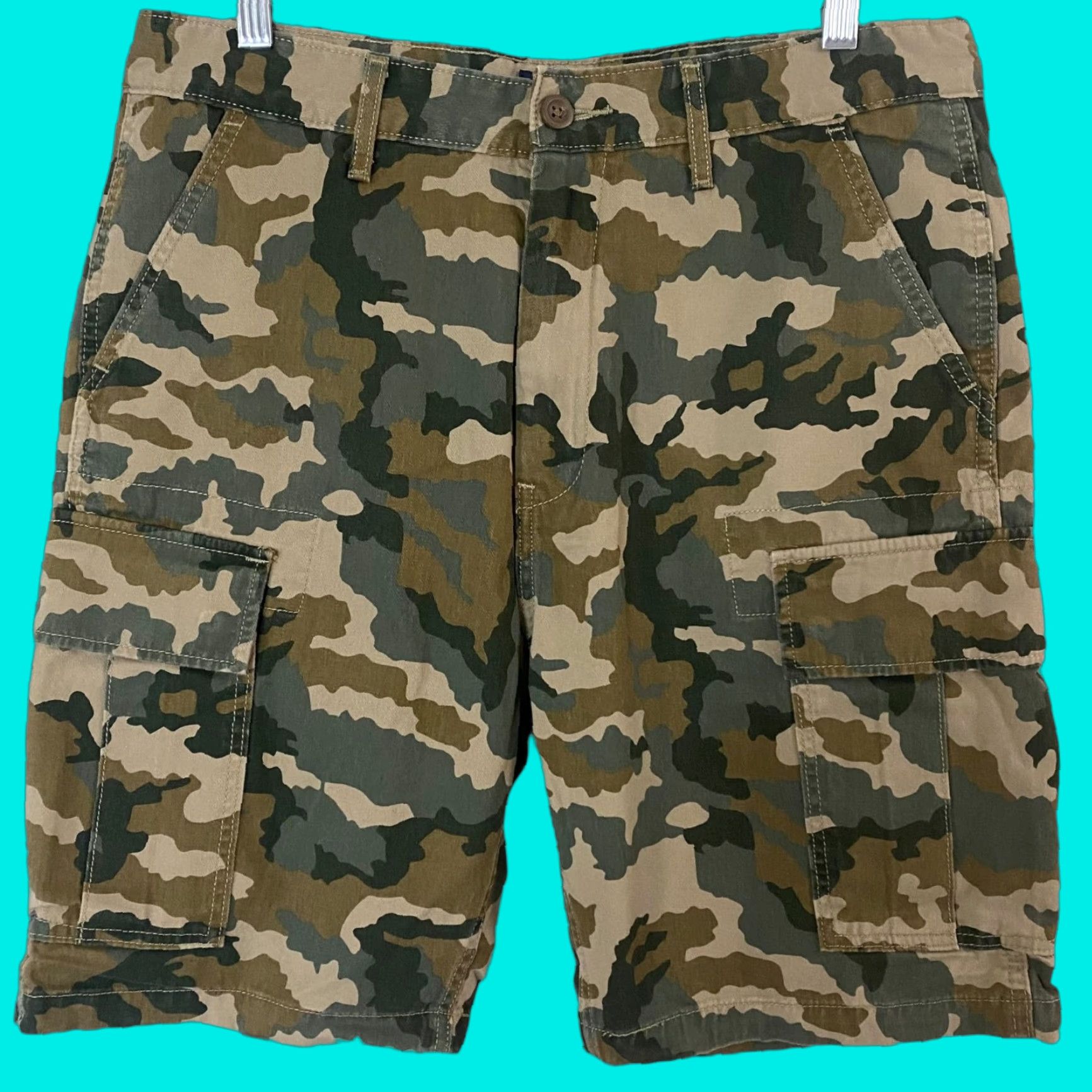 Levi's Levi's Carrier Cargo Shorts Green Camouflage Cotton-Twill Men's 32 Relaxed Fit 6-Pockets Casual Travel Workwear Cargo Shorts Size US 32 / EU 48 - 1 Thumbnail