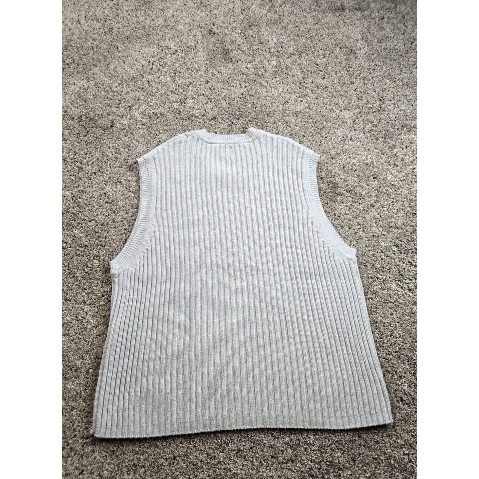 Gap VINTAGE Gap Sweater Vest 2XL Mens Gray V-Neck Ribbed Cotton Heavyweight 90s Size US XXL / EU 58 / 5 - 6 Thumbnail