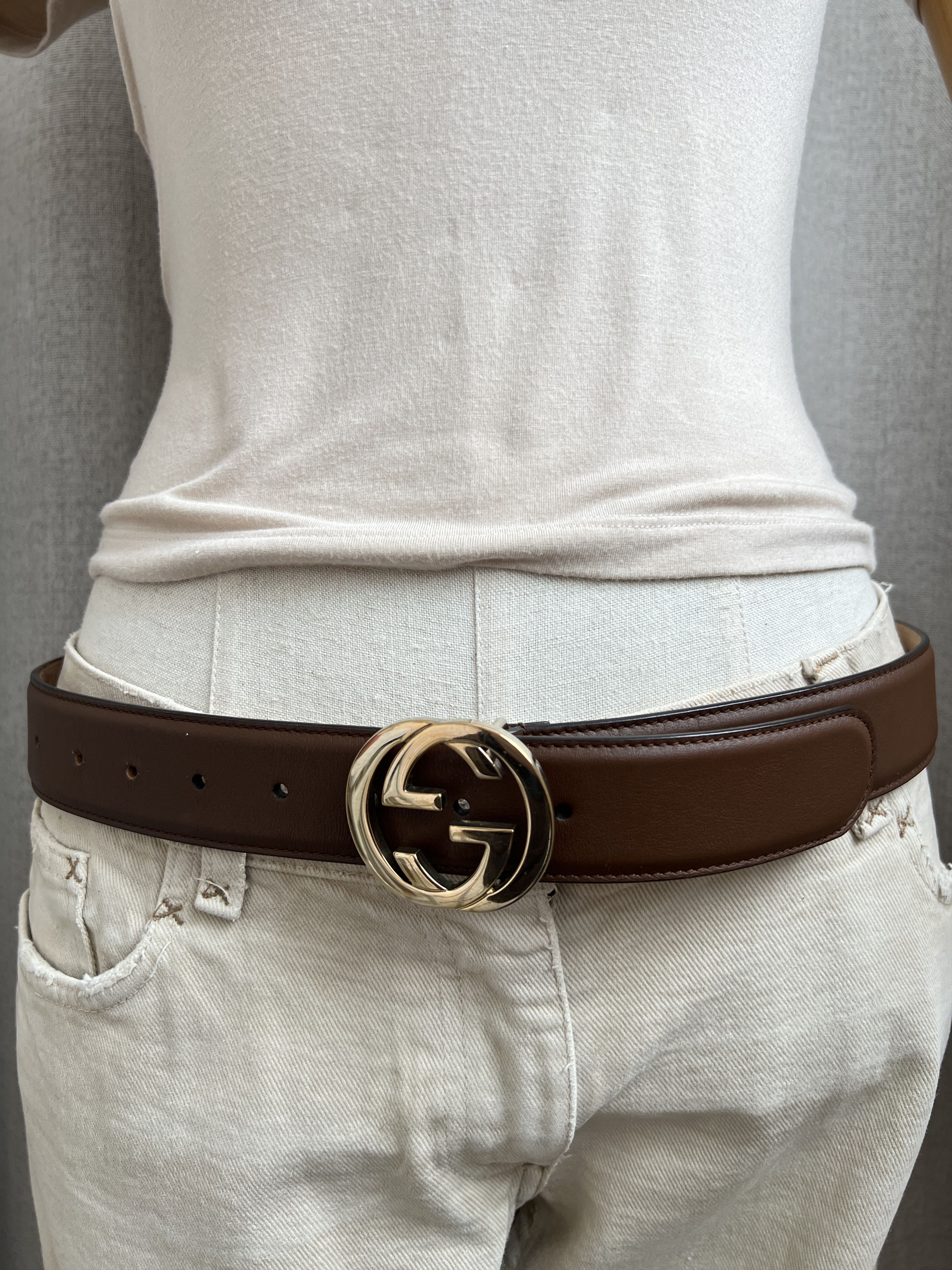 Gucci Gucci GG Logo Buckle Brown Leather Belt Size ONE SIZE - 2 Thumbnail