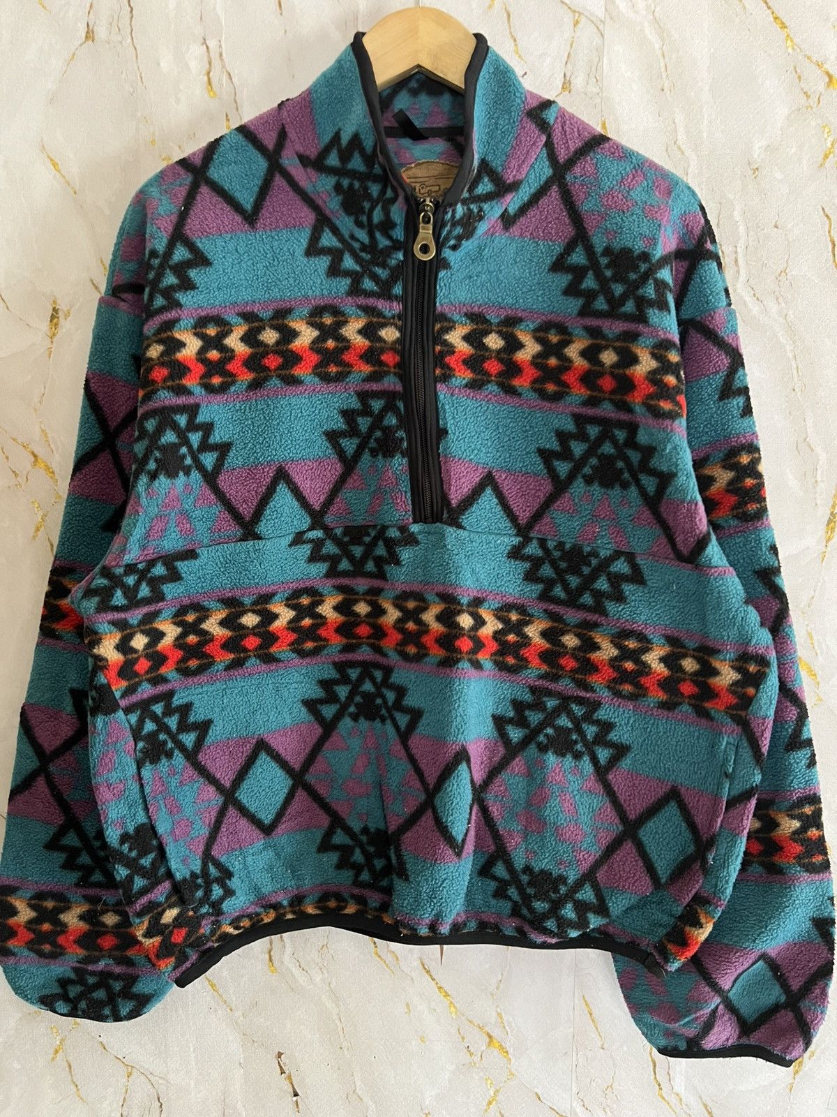 Woolrich Woolen Mills Vintage Woolrich Navajo Fleece Jacket – 90s Tribal Pattern Size US M / EU 48-50 / 2 - 1 Thumbnail