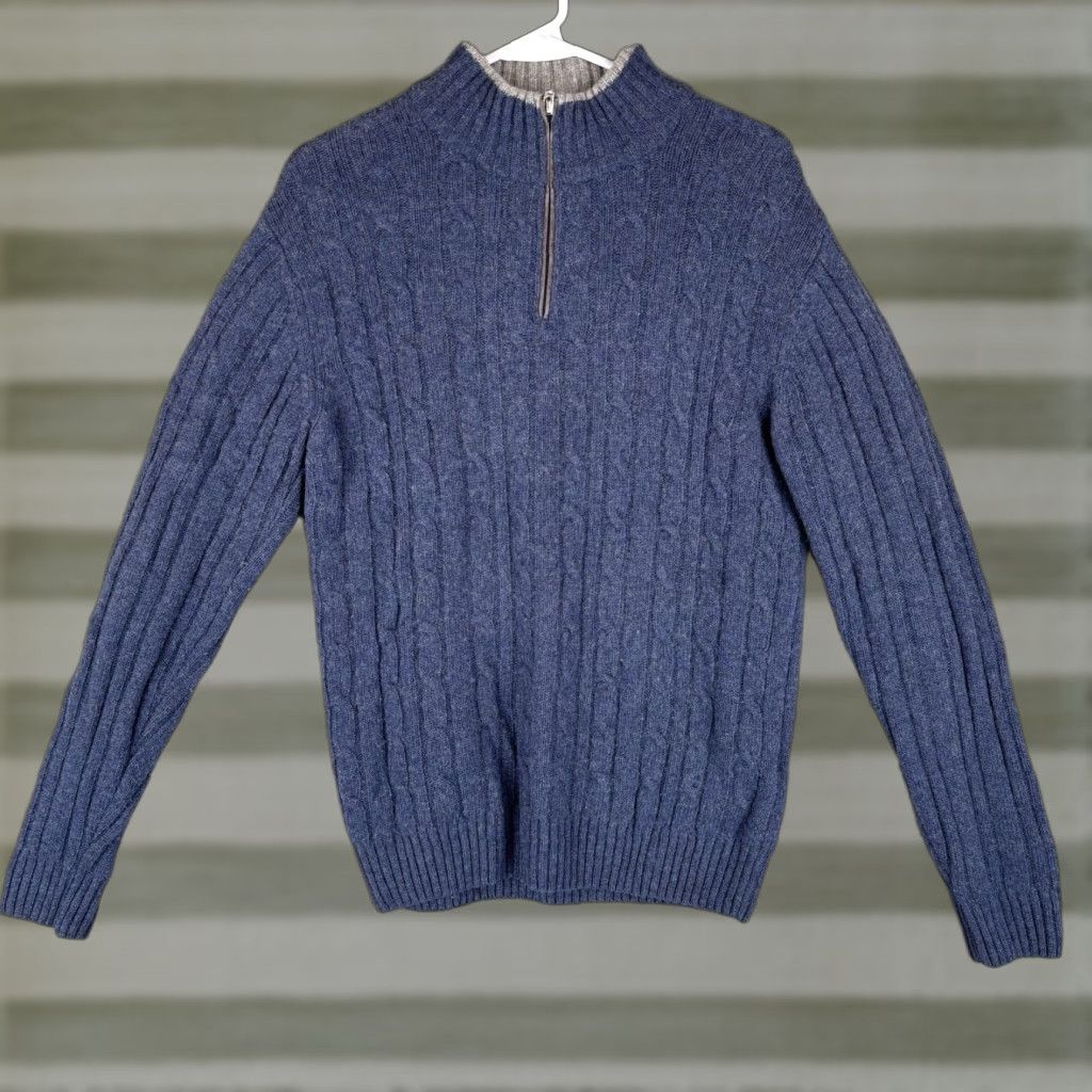Vintage Daniele Blasi Sweater Mens Small Blue Wool 1/4 Zip Mock Neck Long Sleeve Solid Pullover Casual Winter Spring Italy Size US S / EU 44-46 / 1 - 1 Thumbnail