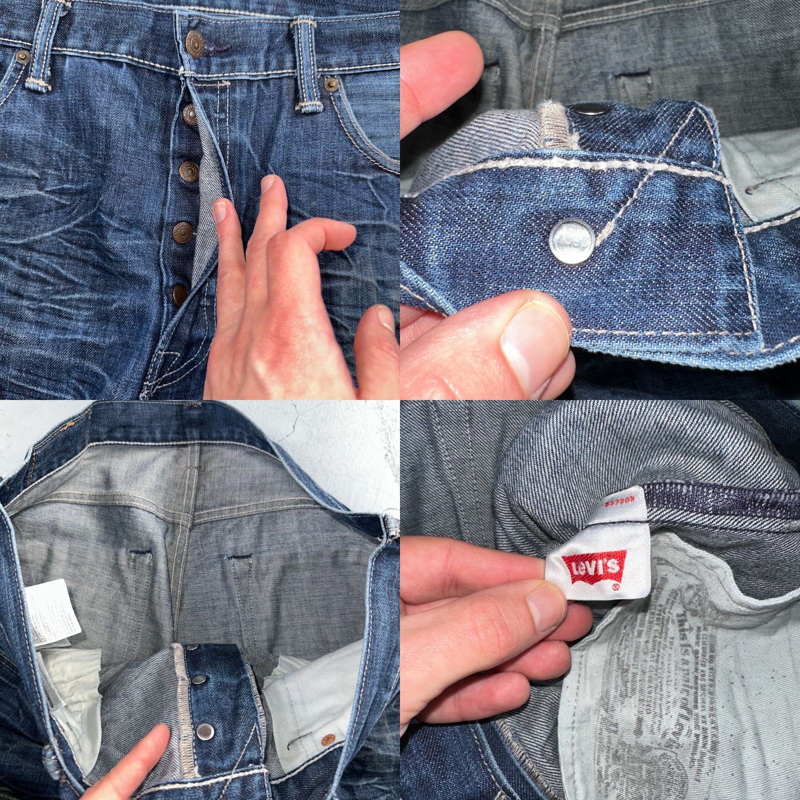Levi's VINTAGE Levi's 501 Jeans Straight 90s Men 36x32 Blue Denim Cotton Button 32 Inseam VTG Wash Whiskers 501 Series Classic Mid Rise 36x32 Mens Size US 36 / EU 52 - 9 Thumbnail