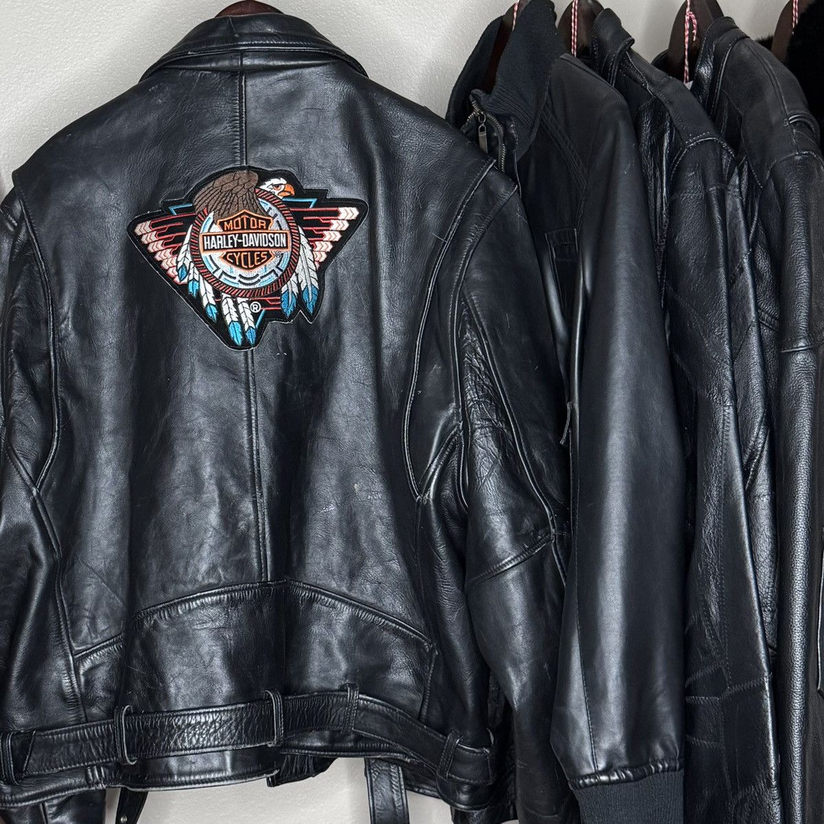 Harley Davidson 90s harley davidson patch leather biker jacket Size US XXL / EU 58 / 5 - 2 Thumbnail